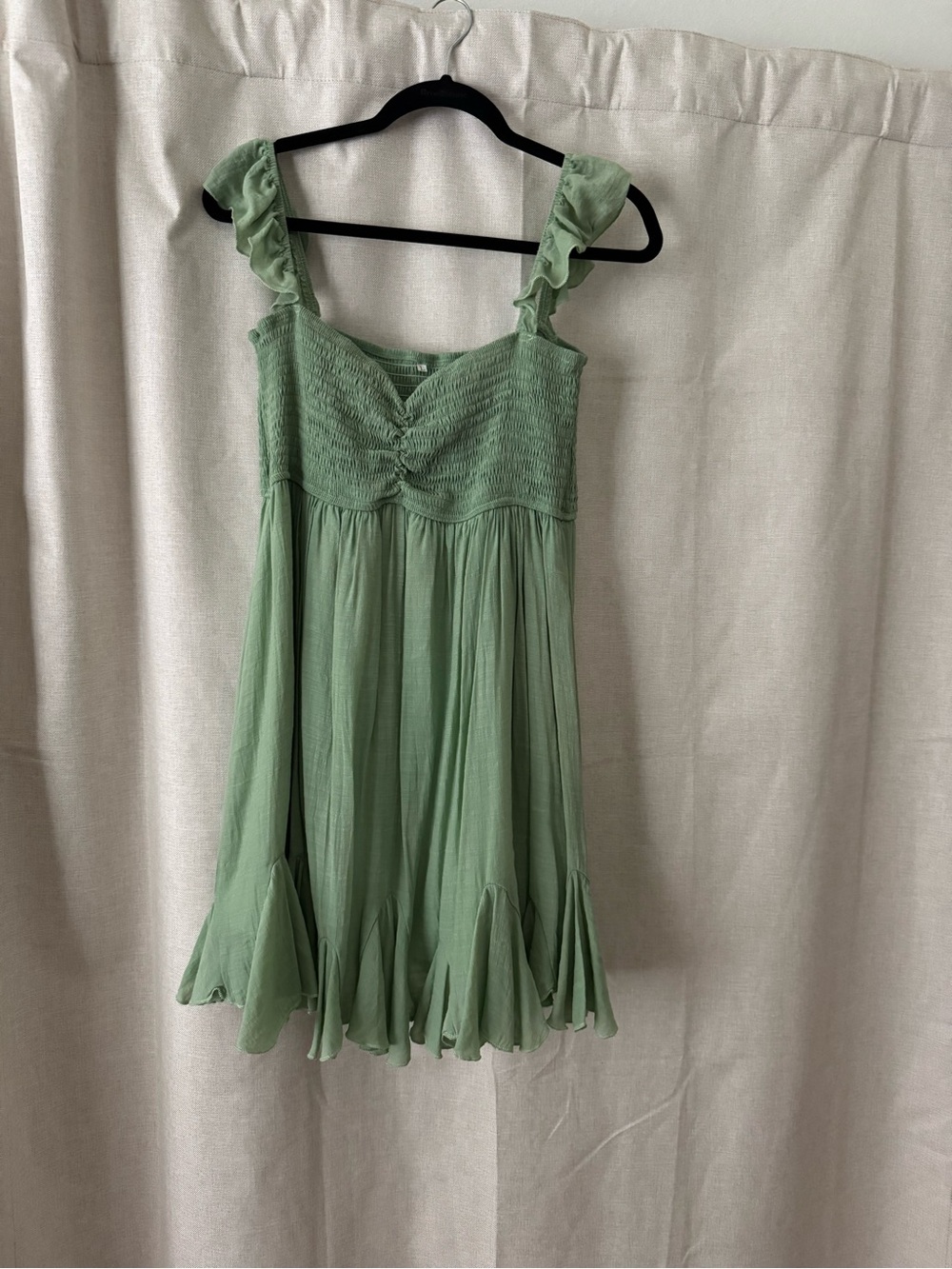 Light Green Ruffled Strap Sundress